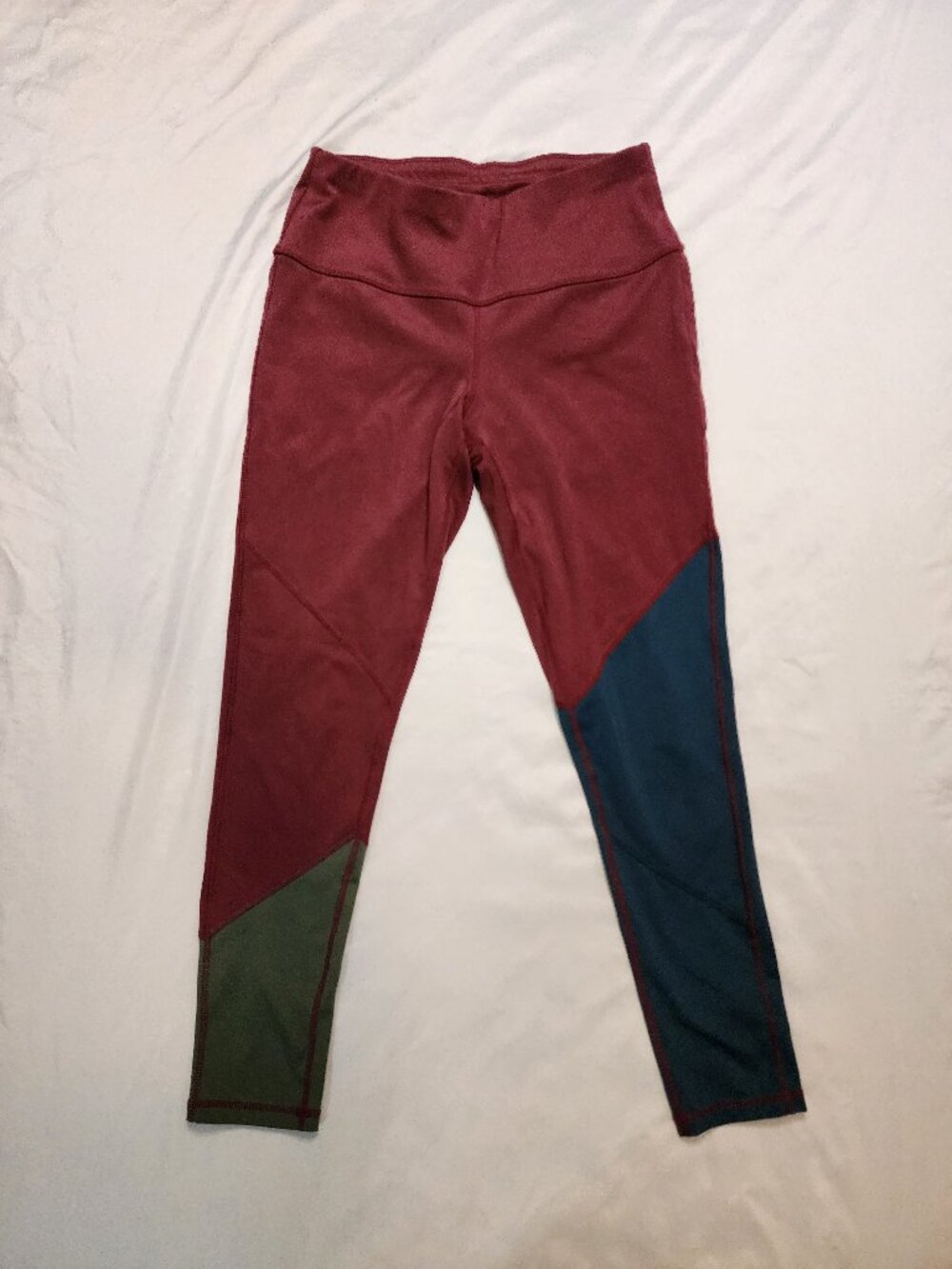 Royal Robbins Colorblock Active Leggings Burgundy Teal Green Small